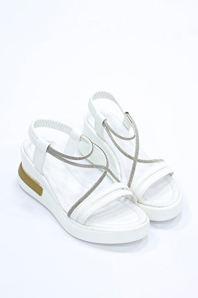 kajal ayakkabı Bln 310 Sandals with Stone Band Detail and Elastic Ankle Strap