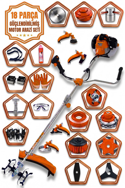stanrayf Alman 20HP Çelik Piston 18 Parça Setli Toprak Çapalama Toprak Eşelem...