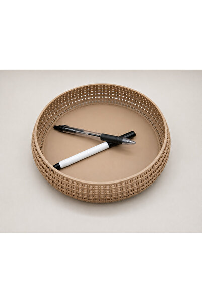 Marka InkyPunky Rattan Desenli Dekoratif Tepsi 20 cm