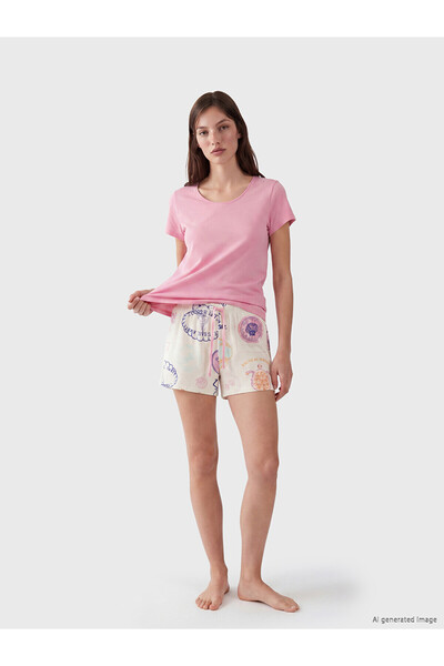 LC Waikiki Ozmarka New Season Crew Neck Women's Shorts Pajama Set