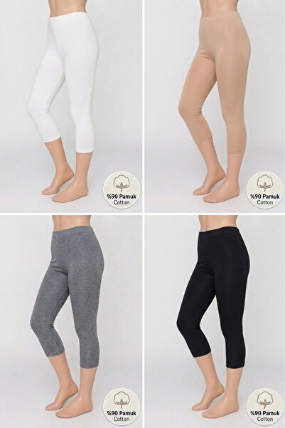 Altınay 4-Pack Plus Size Cotton Women's Leggings High Waist Capri Comfortable...