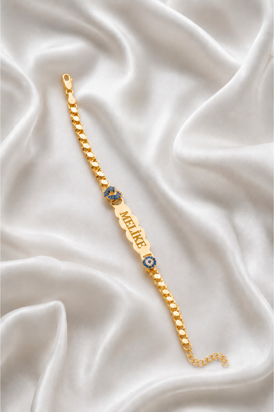 ÇEKİRDEK JEWELRY ✨ İstege Gore İsimli Nazar Boncuklu Bileklik | 925 Ayar Gümü...