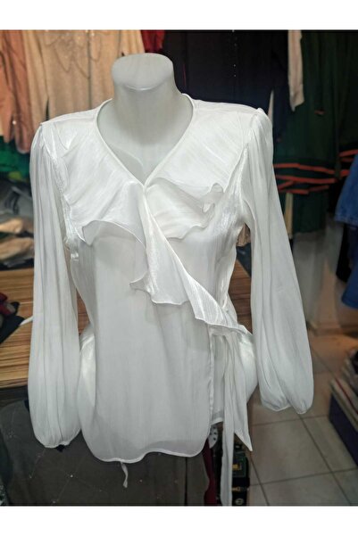 MODA Kruvaze Yaka Volanlı Bluz
