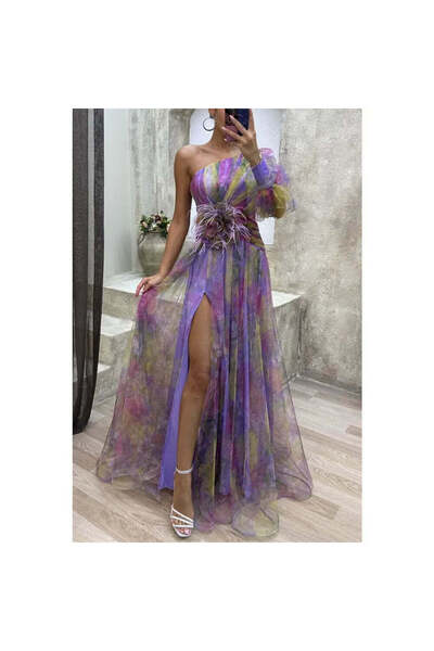 NEXBUY ™ Slant-Neck Mesh Split Dress