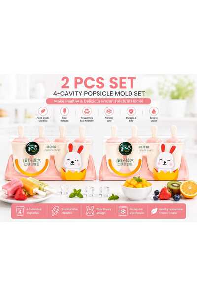 Genaric 4-Cavity Popsicle Mold Set (Pink)