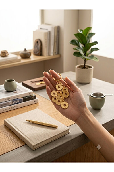 PİRAMİGO Feng Shui 9-Piece Chinese Fortune Coin Keychain Talisman of Infinite Abundance and Lasting Prosperity