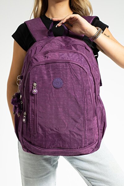 NEMO BAGS Unisex Purple School Bag, 16 Inch Laptop Travel Handbag, Crinkle Wa...