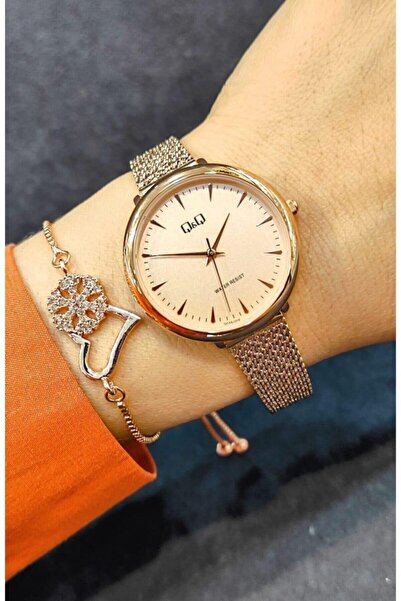 Q&Q Kadın Kol Saati Metal Klasik Rosegold 30mm çap