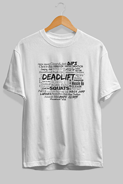Ankhises Tricou alb cu imprimeu Deadlift Oversize, 100% bumbac, îmbrăcăminte ...