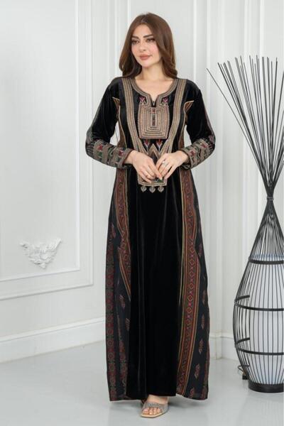 riva fashion Traditional Velvet Jalabiya with Embroidered Details 2