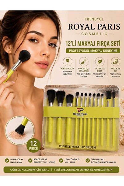 VitaMood Yaşam Royal Paris Cosmetic Set od 12 četkica za šminku Zeleni profes...