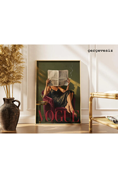 Vogue Kadın Gazete Retro Modası - Tablo Ölçülerinde Çerçevesiz Poster