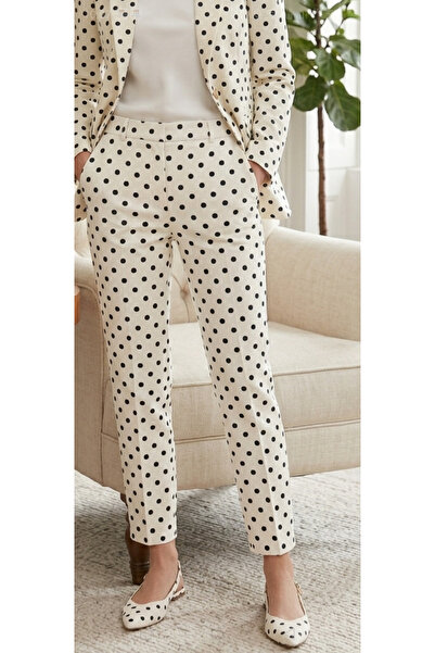 waito Polka Dot Fabric Beige Ballet Flats