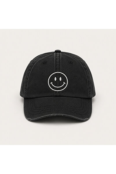 WeavedCo قبعة بيسبول كلاسيكية مطرزة بعبارة "Smile" قابلة للغسل