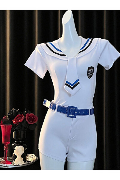 JInsh Women Sailor Cosplay Costume 2-Piece Set, White Short Sleeve Top + High...