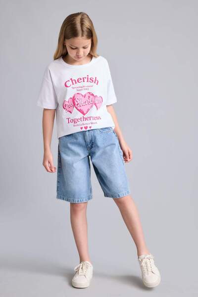 DeFacto Tricou roșu cu mânecă scurtă, cu gât rotund, 2 piese, pentru fete H21...