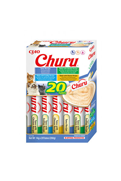 Inaba Ciao Churu Gustare cremoasă cu ton pentru pisici, pachet asortat 20 x 1...