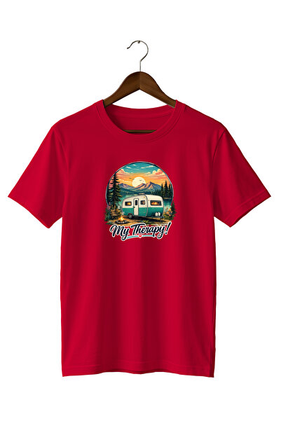 WİDİ Nature Mountain Caravan and Sunset My Therapy Printed T-Shirt 100% Cotton