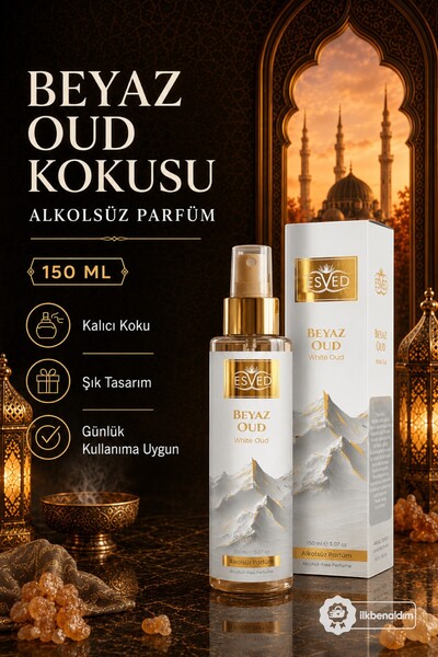 İlkbenaldim Babalar Günü Hediyesi Beyaz Oud Kokusu Alkolsüz Parfüm 150 ml.