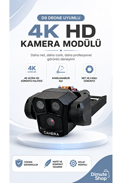 Dimute Shop D9 Drone Kamerası 4K HD Görüntülü Komple Kamera