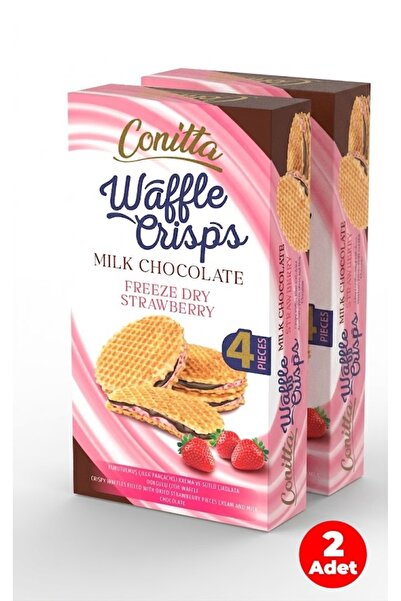 CONİTTA Waffle Crisps – Çilek Kremalı ve Sütlü Çikolatalı Çıtır Gofret 100 Gr...