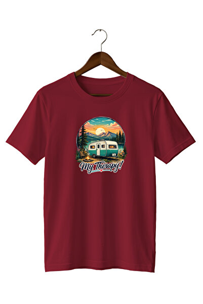 WİDİ Nature Mountain Caravan and Sunset My Therapy Printed T-Shirt 100% Cotton