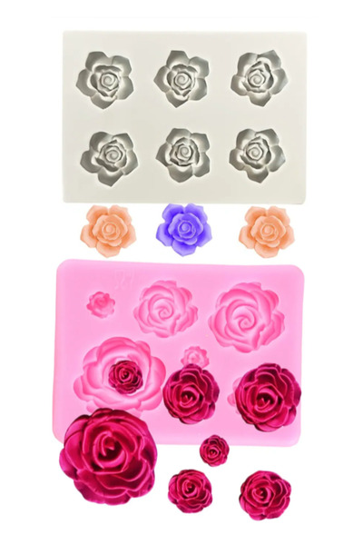 MARJAN AQIQ 2 Pcs Rose Silicone Mold for Candle Making, Chocolate, Jelly, Cla...