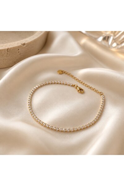 Alissa Accessories ALİSSA 14K GOLD 316L ÇELİK KARARMAZ HALHAL 21CM + 5CM UZAT...
