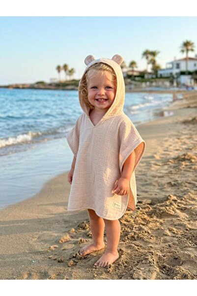 Lumos Trade Double Layer Organic Fabric Cute Hooded Muslin Poncho with Ears -...