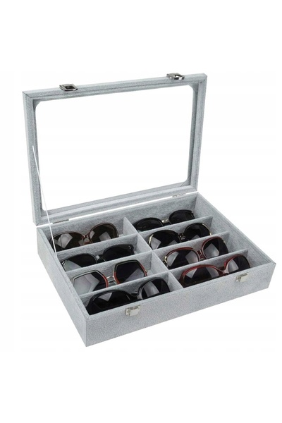 Korbi Organizator de ochelari, 8 compartimente, 34x24.5x8.5 cm, Gri