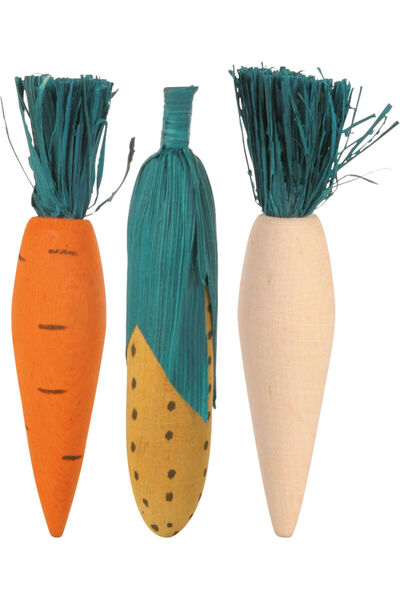 Trixie Set Jucarii De Rontait Pentru Rozatoare, Lemn/Paie, 10 cm, 3 buc