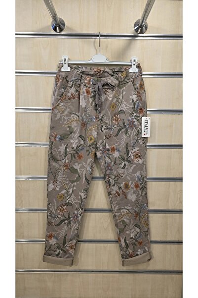 Park Moda Italijanske pantalone sa likra materijala i cvetnim uzorkom