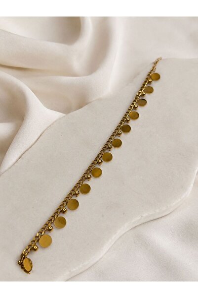 FİORE WOMEN 316L Stainless Steel Gold Color Sequin Chain Bracelet – Stylish a...