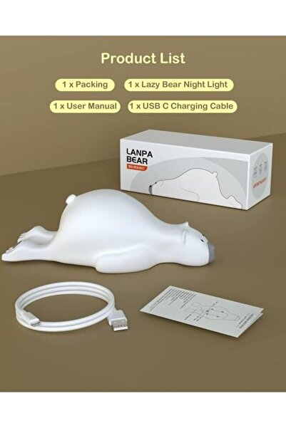 Generic Cute Bear Night Light, Touch Sensor, Warm Light, 3 Brightness Levels,...