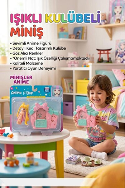 Tıfıl Toys Minişler Anime 4 Parça Işıklı Toplu Köpek Kulübeli Sorina Anime Kı...