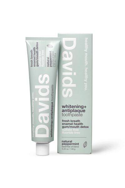 Davids Fluoride Free Toothpaste, Teeth Whitening, Antiplaque, SLS Free, Ename...
