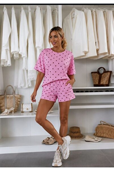 Generic Brand Polka Dot Viscose Fabric Shorts Suit