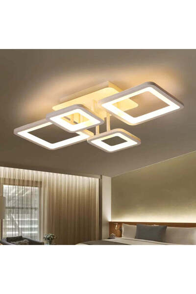 La Cucu Lustra LED cu telecomanda ELLA 67W, 4 Patrate, lumina Rece/Calda/Neut...