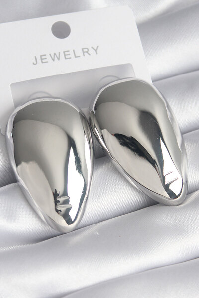 OGHAMAY Brass Silver Color Almond Model Women's Earrings