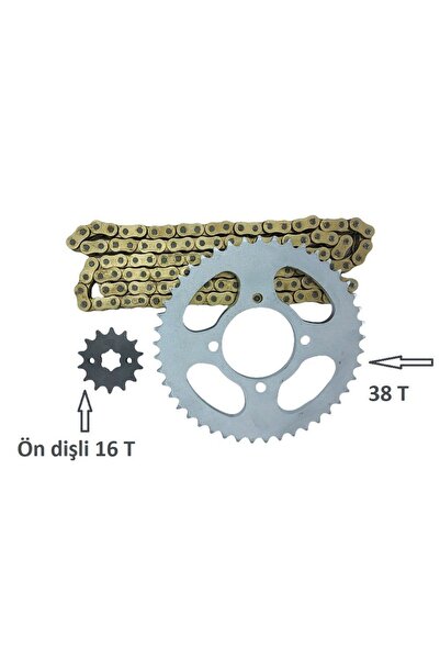 EAYMOTO Honda Cbr 125 R Zincir Dişli Takımı Arka 38T-Ön 16T Oringli Gold Zinc...