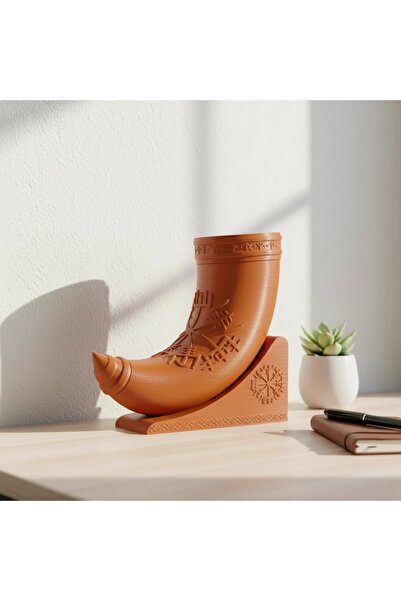 OEM Corn Decorativ Inspirat Mitologia Nordică Suport Inclus - Orange compozit...
