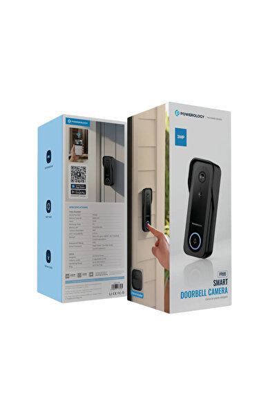 Powerology IP65 265GB 3MP Infrared Smart Camera Doorbell 5200mAh with Voice B...