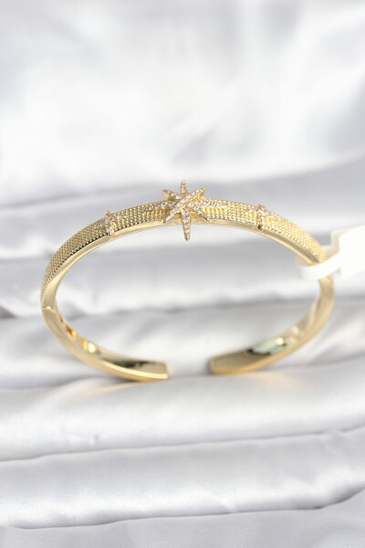 OGHAMAY Brass Gold Color Polar Star Model Women's Handcuff Bracelet