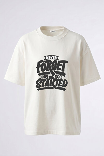Anetos Tricou oversize alb din bumbac cu imprimeu pe spate cu slogan motivați...