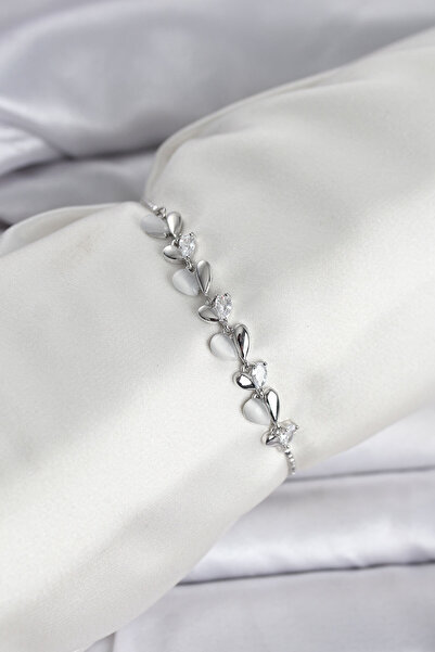 OGHAMAY Silver Color Zircon Stone Row Drop Model Women's Bracelet with Lift C...