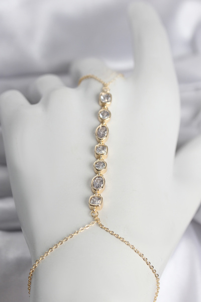 OGHAMAY Brass Gold Color Row of Zircon Stones Women's Shahmeran