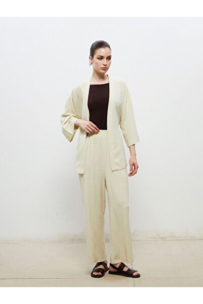 LC Waikiki Soulife Yellow Elastic Waist Linen Blend Women's Trousers