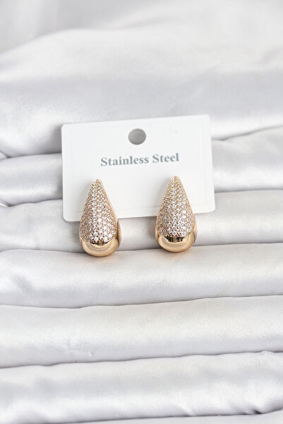 OGHAMAY 316L Steel Gold Color Zircon Stone Drop Model Women's Earrings