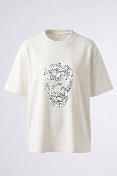 Anetos Tricou oversize alb din bumbac cu imprimeu pe spate cu design Cat Dry ...