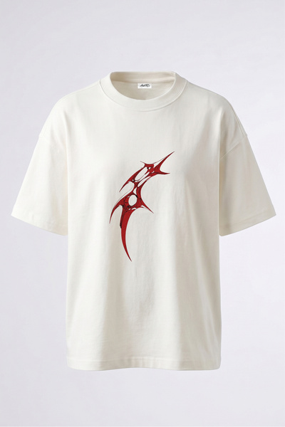 Anetos Tricou supradimensionat alb din bumbac cu imprimeu pe spate Kizil Frac...